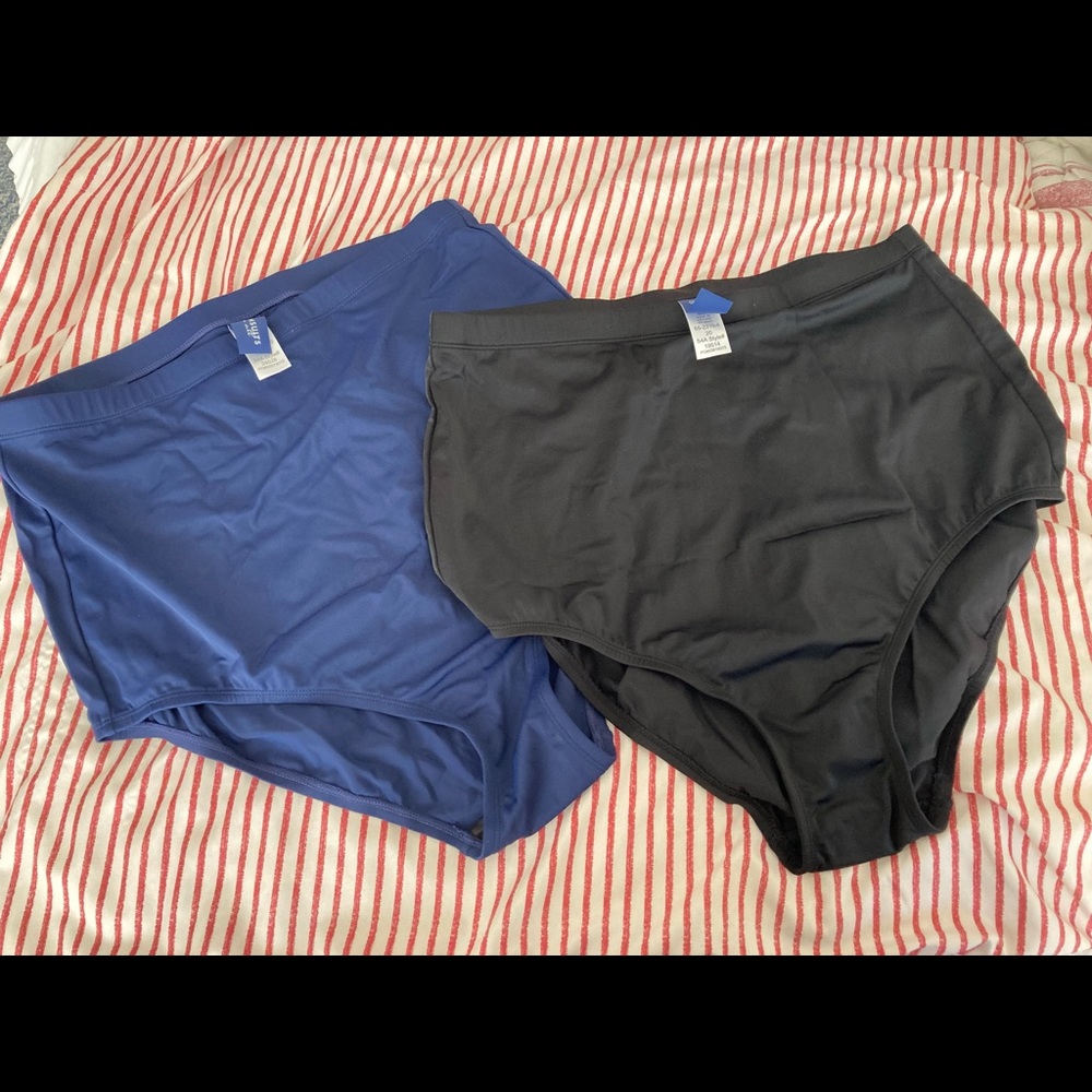 Swim suit briefs.  Plus size 20.  One black, one navy.  High waist.
